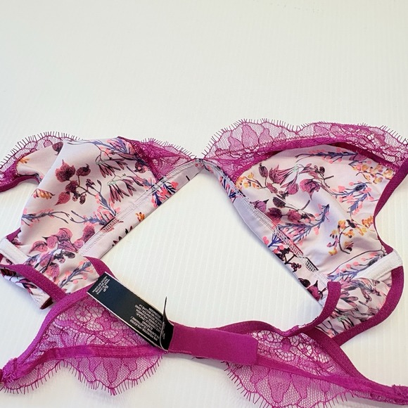 Victoria`s Secret Satin Unlined Wireless Plunge Bralette Size Small Floral NEW - Picture 7 of 11